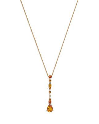 Bloomingdale's Fine Collection - Citrine, Orange Sapphire & Diamond Pendant Necklace in 14K Yellow Gold, 18"
