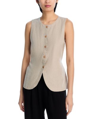 Linen Round Neck Long Vest