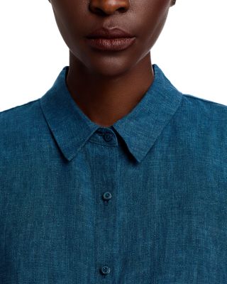 Washed Linen D&amp;eacute;lav&amp;eacute; Classic Collar Shirt