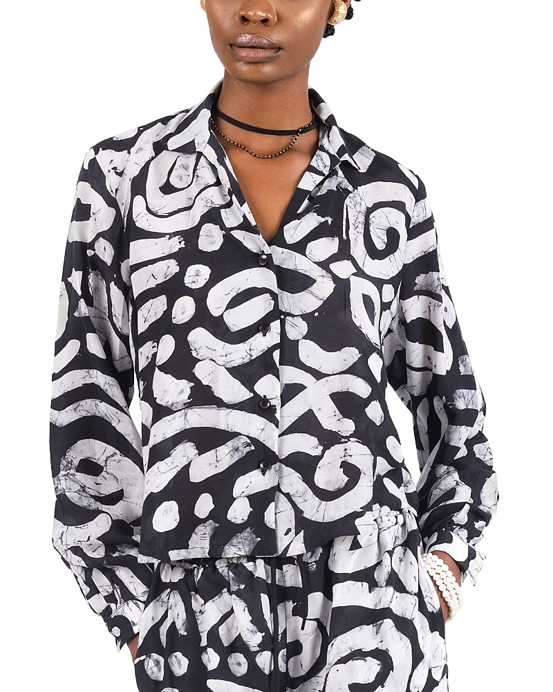 Busayo Kolade Printed Button Front Shirt In Black