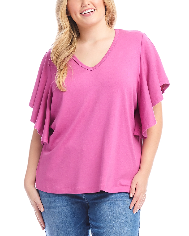 Karen Kane Flutter Sleeve Knit Top In Tulip