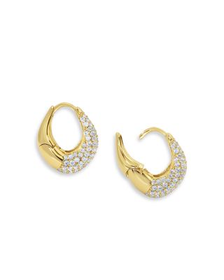 Muse Pav&eacute; Oval Hoop Earrings in 18K Gold Plated 