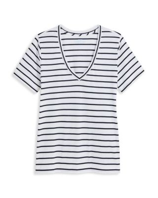 Striped V Neck Cotton Tee