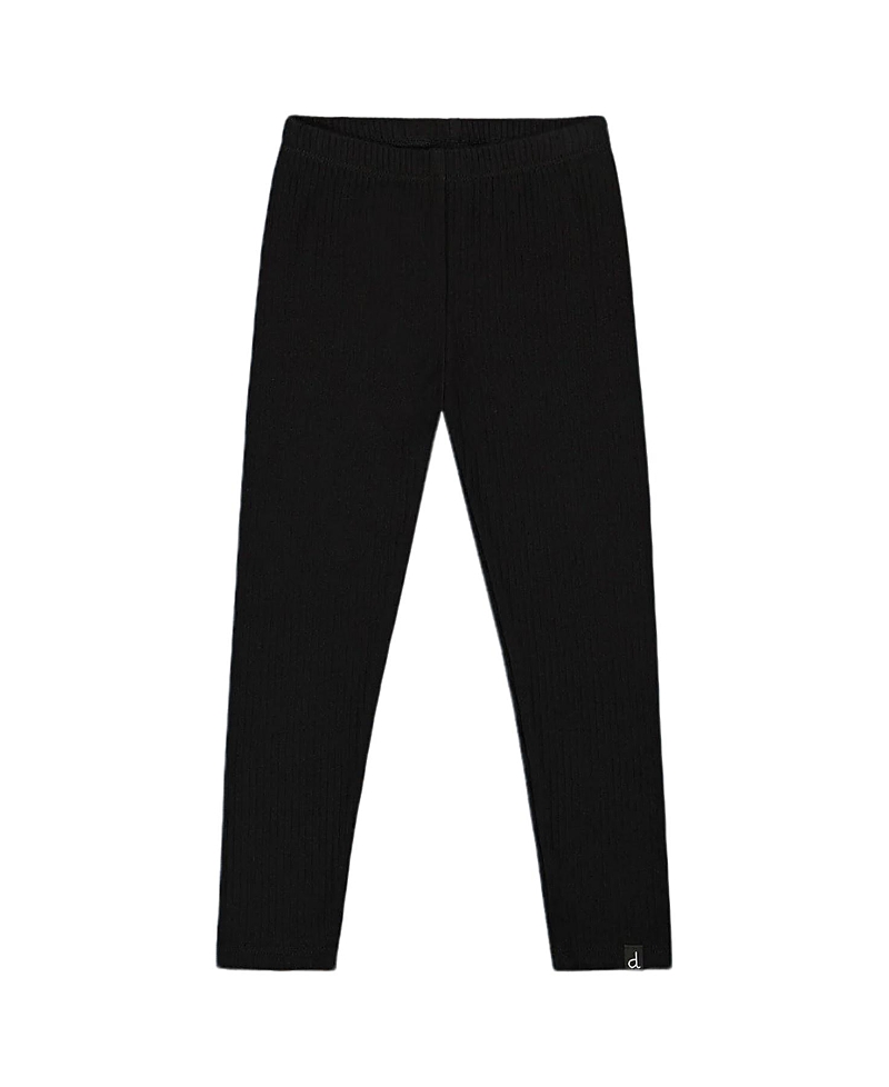 Deux Par Deux Girls' Ribbed Leggings - Big Kid In Black