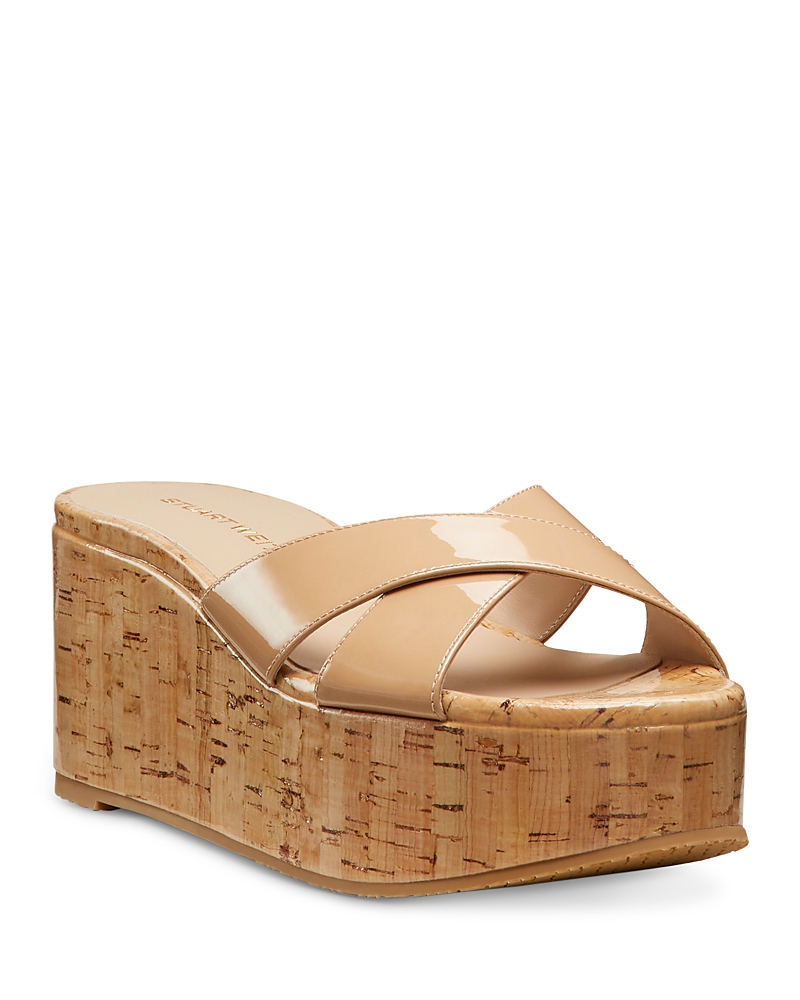 Stuart Weitzman Dayna Crisscross Wedge Platform Sandals In Adobe