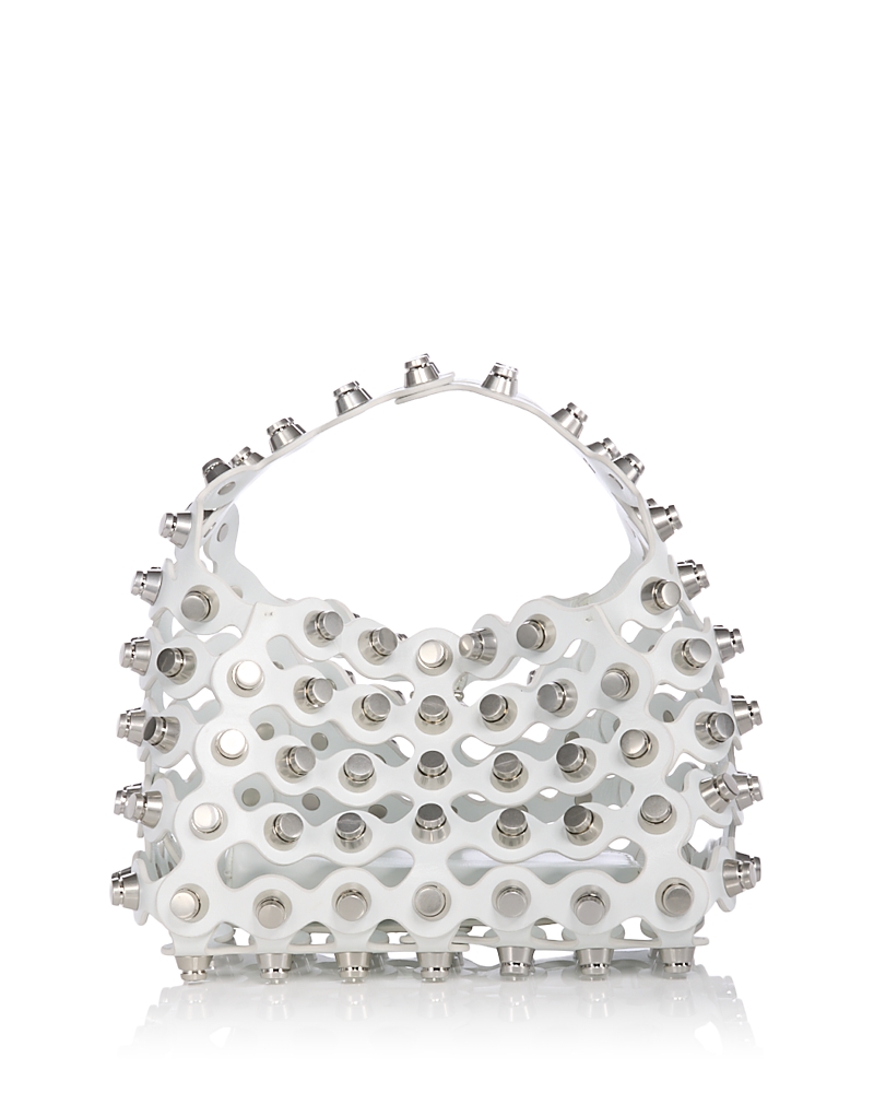 Alexander Wang Rex Small Studded Wavy Leather Top-handle Bag In Optic White