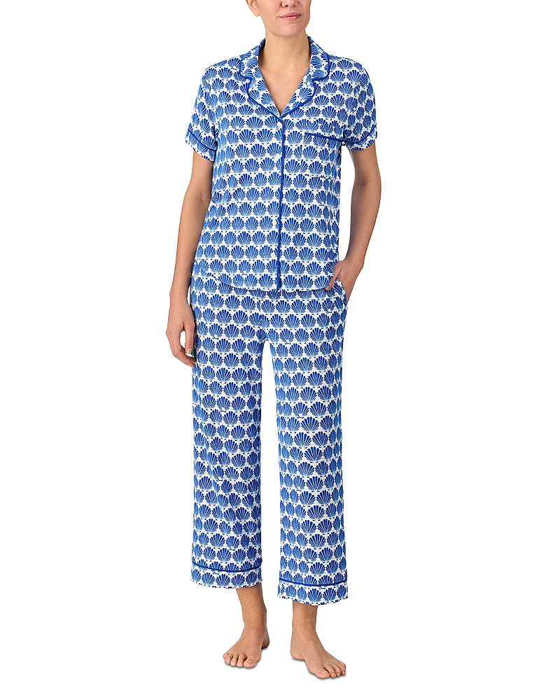 KATE SPADE KATE SPADE NEW YORK SHELL PRINT SHORT SLEEVE LONG PAJAMA SET