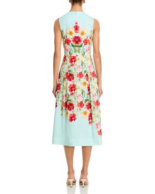 Printed Cotton Pleated Dress