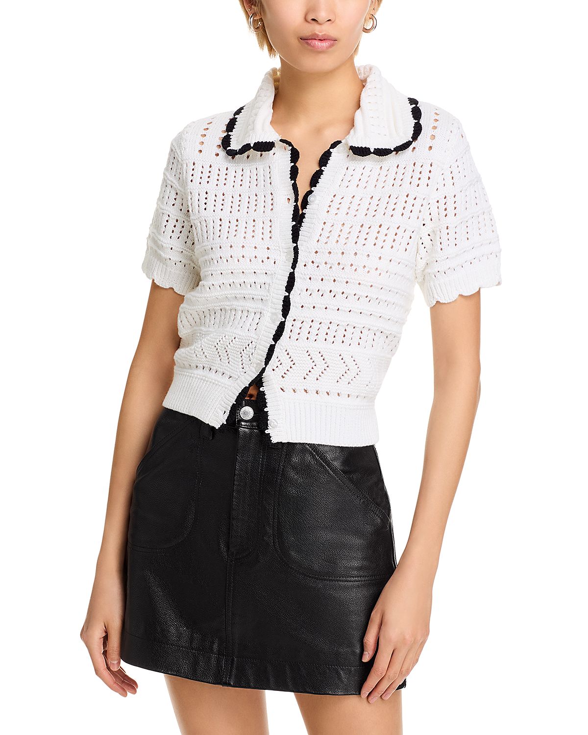 Aqua Short Sleeve Knit Polo Top - Exclusive