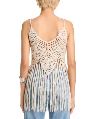 Crocheted Fringe Tank Top - Exclusive