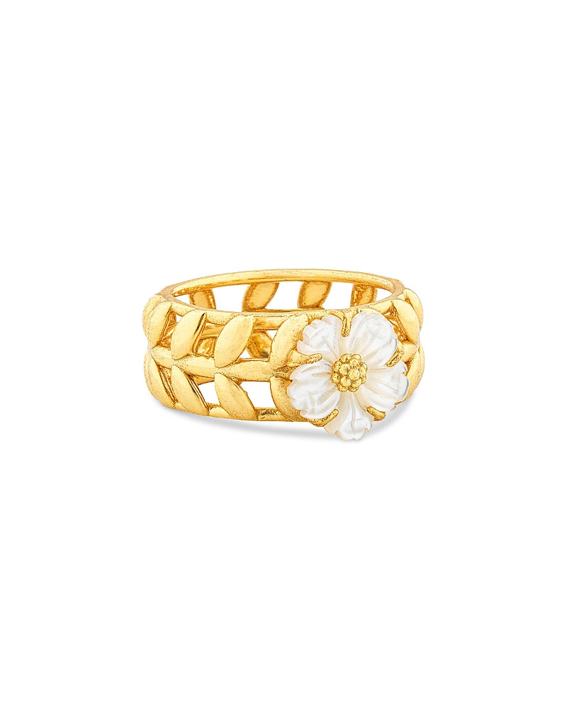 Capucine De Wulf Villandry Mother Of Pearl Flower Ring In 18k Gold Plated In Gold
