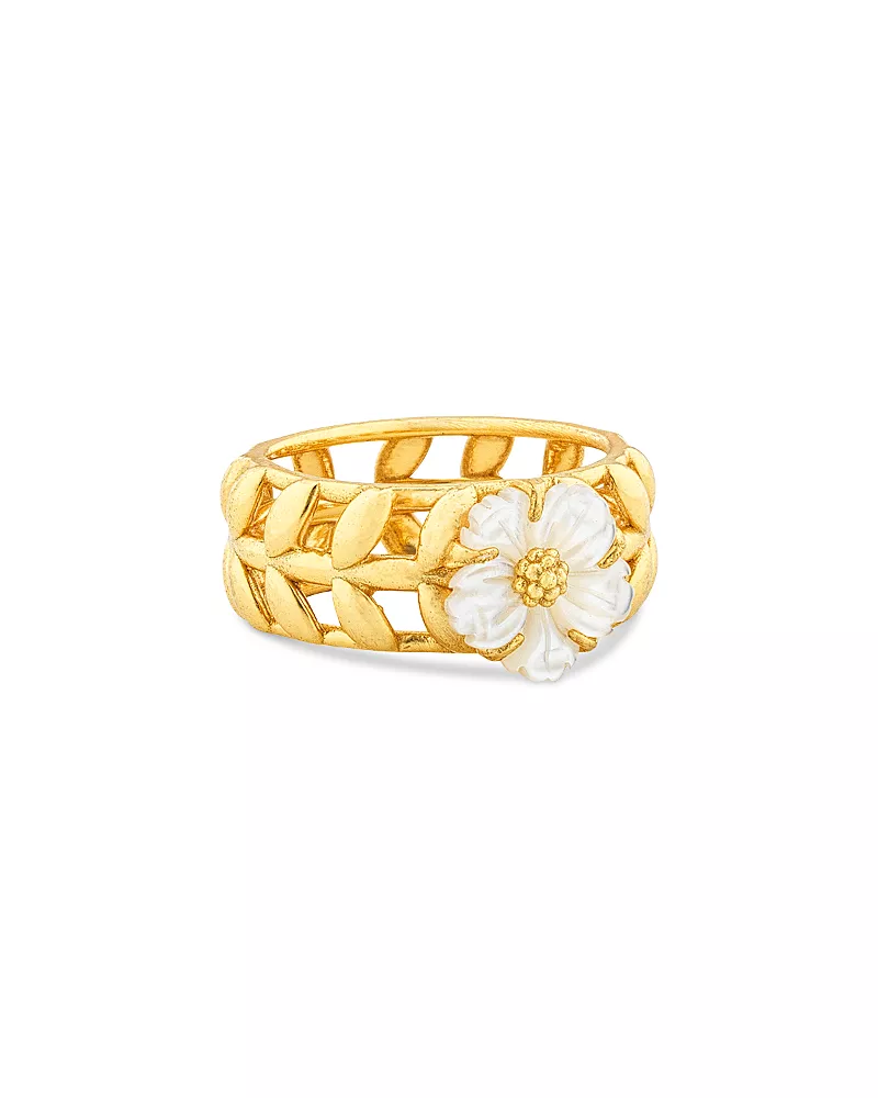 Capucine De Wulf Villandry Mother Of Pearl Flower Ring in 18K Gold Plated
