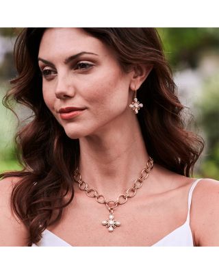 Monique Mother Of Pearl Swirl Drop Earrings in 18K Gold Plated