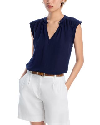 Bella Dahl - Shirred Cap Sleeve V Neck Top