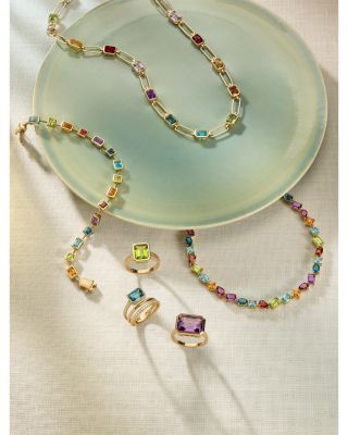 Rainbow Gemstone Mixed Cut Bracelet in 14K Yellow Gold - Exclusive