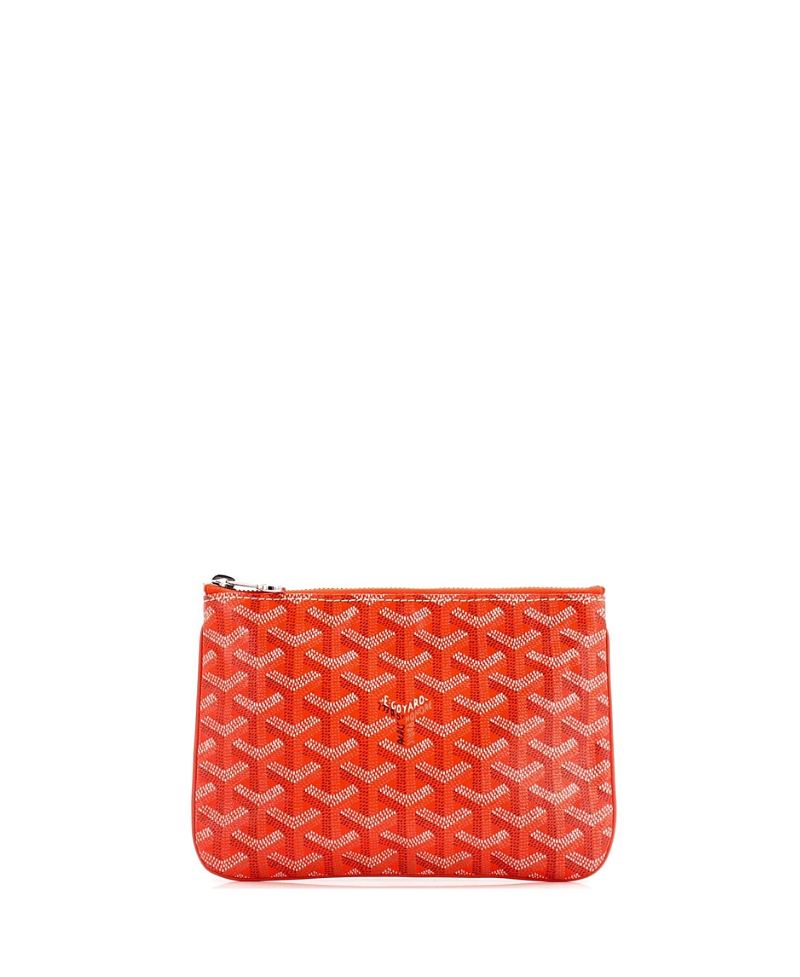 Pre-owned Pre-owned Goyard Goyard Mm Senat Zip Pouch Coated Canvas In Orange