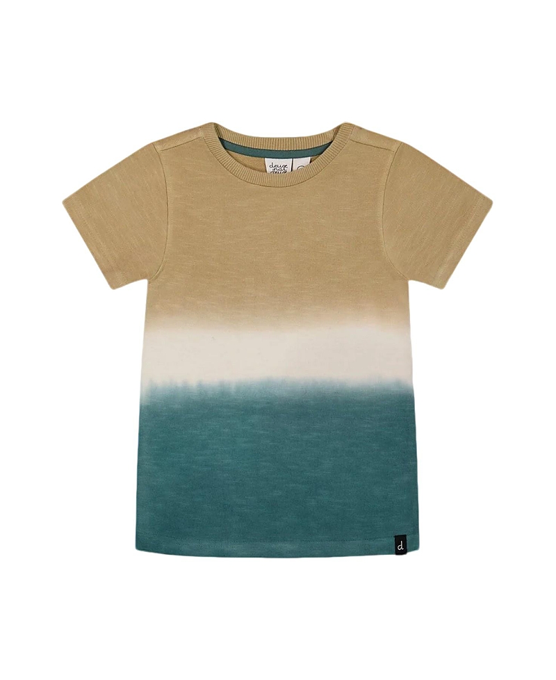 Deux Par Deux Boys' Short Sleeve Tee - Baby In Gradient Beige And Teal