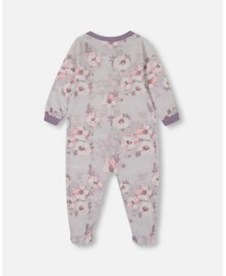 Girls' Printed Flowers Organic Cotton One-Piece Pajama- Baby