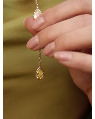 Mixed Cubic Zirconia Lariat Necklace in 18K Gold Plated, 15"-18" 