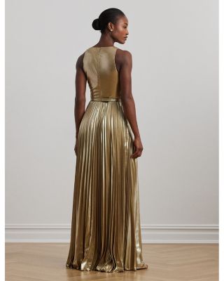 lauren ralph lauren metallic surplice gown