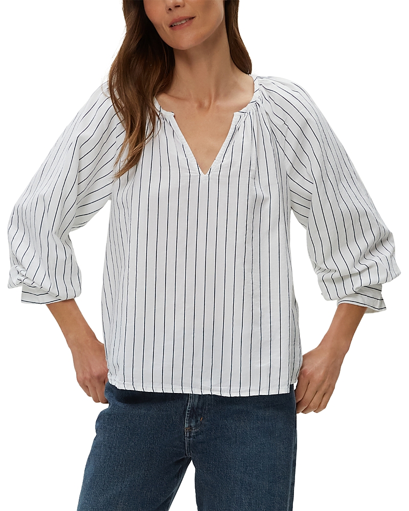 Michael Stars Cleo Notch Neck Top In Navy Stripe