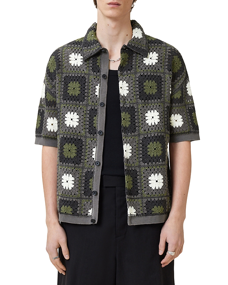 Allsaints Mandon Cotton Short Sleeve Cardigan Sweater