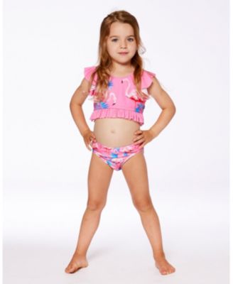 Girls' Printed Two-Piece Swimsuit with Frills - Big Kid