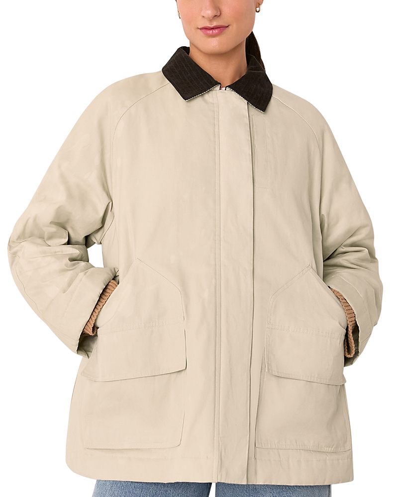 Whistles Womens Fern Contrast-collar Waxed Jacket Cream Xs