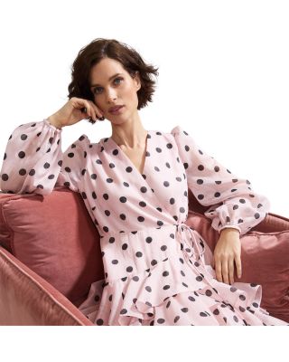 Spot Print Ruffle Dress