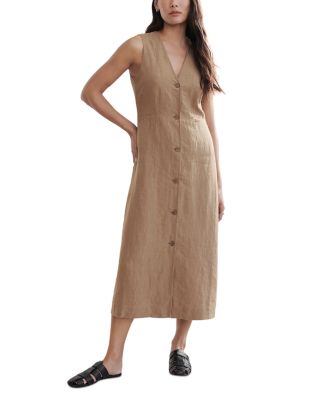 Callan Linen Button Front Midi Dress