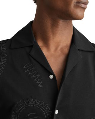 Short Sleeve Embroidered Paisley Camp Shirt