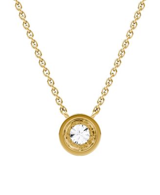 Petite Dome Solitaire Necklace in 14K Gold, 0.25ctw Round Brilliant Lab Created Diamond
