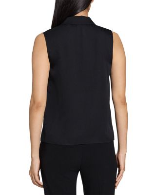 Sleeveless Button Front Silk Top