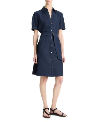 Cuffed Short Sleeved Belted Shirt Dress