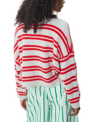 Cropped Striped Wool Sweater