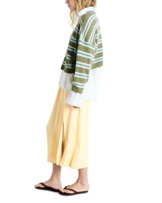 Cropped Striped Wool Sweater