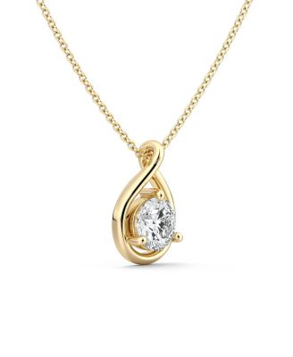  Pear Silhouette Necklace in 14K Gold 1.5ctw Round Brilliant & Pear Lab Created Diamonds