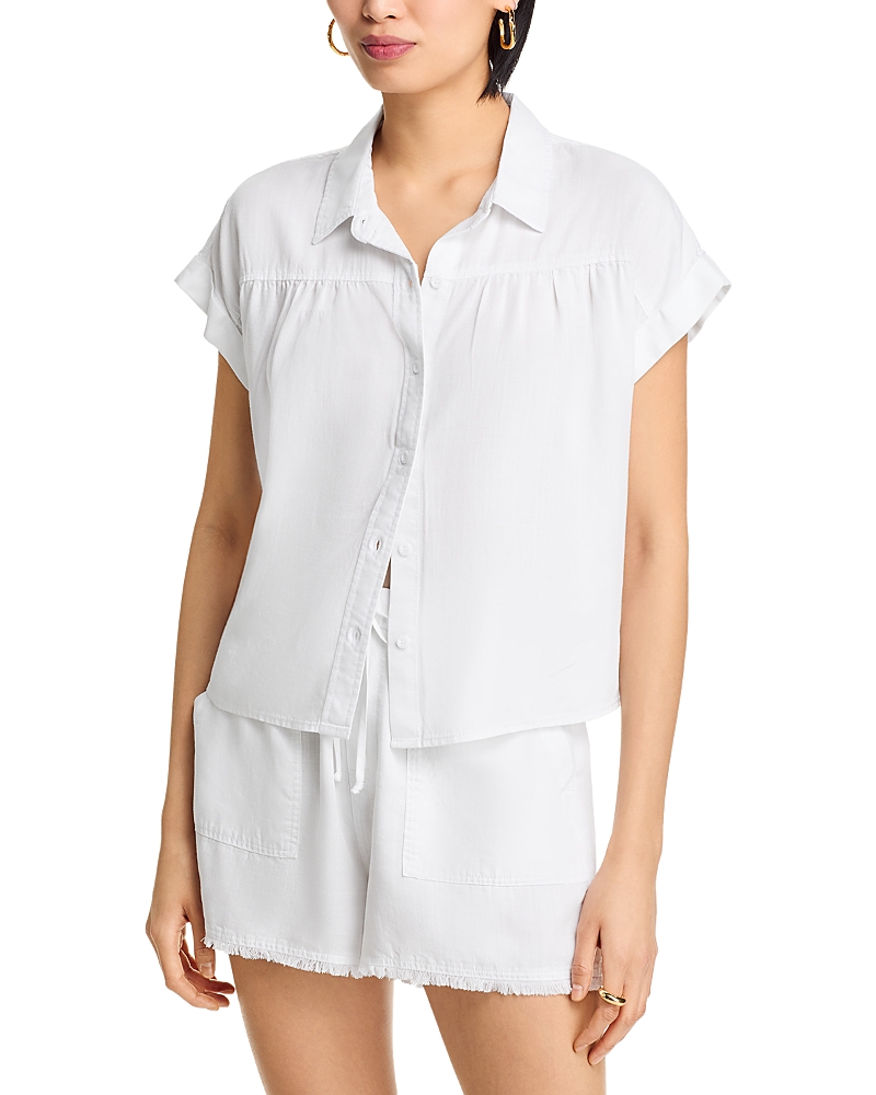 Shop Aqua Chambray Button Front Top - Exclusive