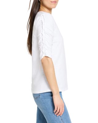 Ruched Elbow Sleeve Top