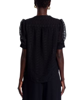 Mandarin Collar Button Front Top