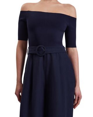 Angeliy Knit Bodice Bardot Top Jumpsuit