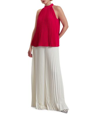 Jamaya High Neck Sleeveless Pleated Top