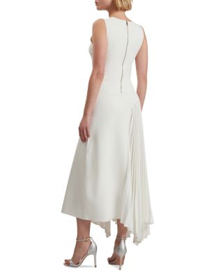 Azzina Slash Neck Pleated Panel Dress