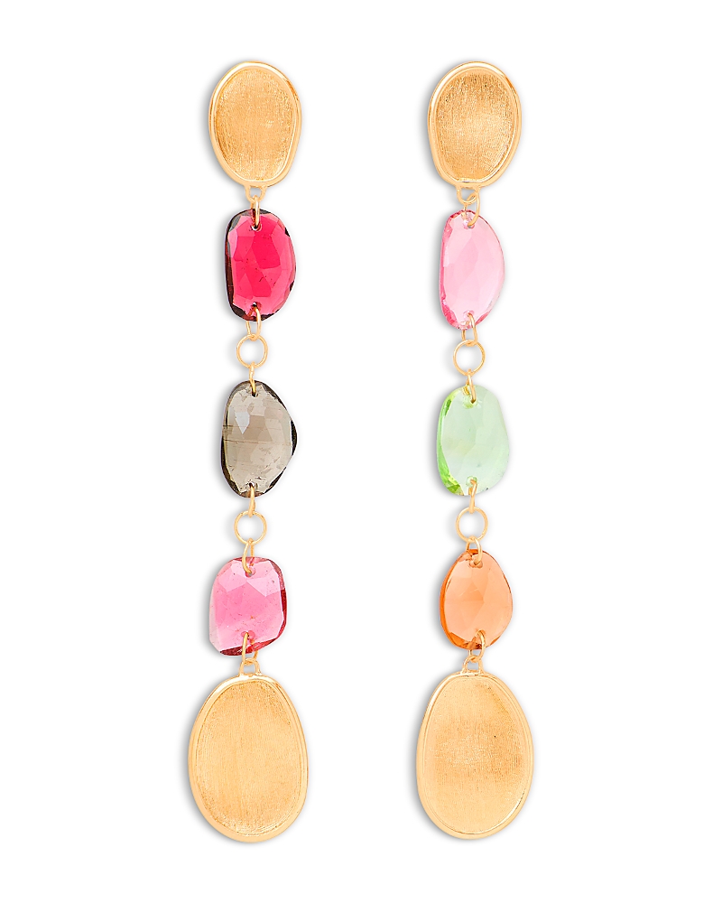 Marco Bicego 18k Yellow Gold Lunaria Tourmaline Multicolor Tourmaline Long Drop Earrings In Gold