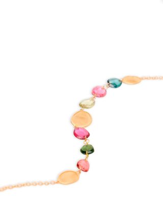 18K Yellow Gold Lunaria Tourmaline Multicolor Tourmaline Collar Necklace, 16.5 - 18"