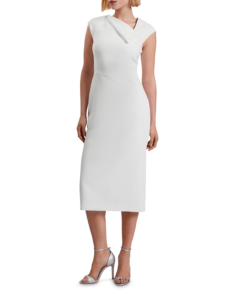 Ted Baker Bayree Asymmetric Midi Dress In White
