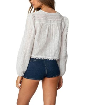 Lesley Cotton Lace Tie Front Top