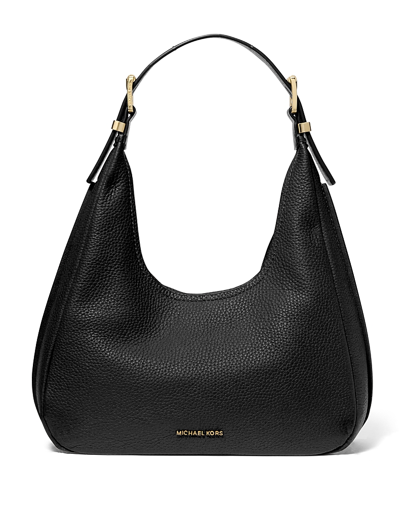Michael Kors Nolita Small Pebbled Leather Hobo Shoulder Bag In Black/gold