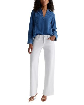 Adria Mid Rise Wide Leg Jeans in Gallery White