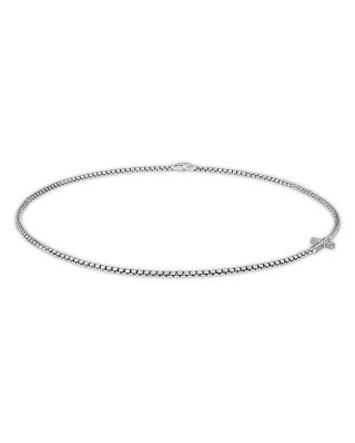 Cross Station Necklace in Sterling Silver with Diamonds, 5mm